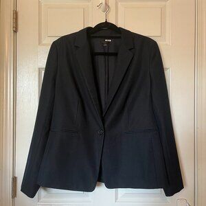 Ann Taylor Factory Classic Navy Blazer Jacket Size 14 One Button Lined